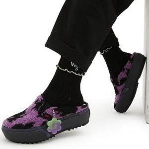 Vans authentic purple and black  platform slip ons size women’s 9.5